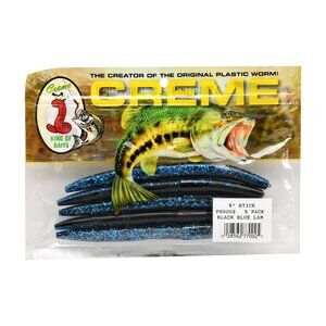 Creme 5" Stick Bait Lure – Black Blue Lam | Soft Plastic Bass Fishing | 5-Pack